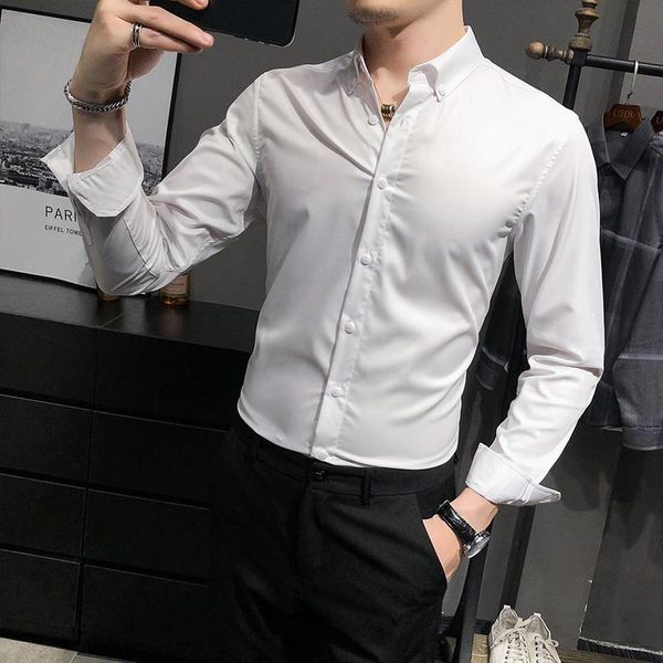 men's dress shirts non-ironing men fashion cotton long sleeve shirt solid slim fit male social casual business white black
men's dress shirts non-ironing men fashion cotton long sleeve shirt solid slim fit male social casual business white black