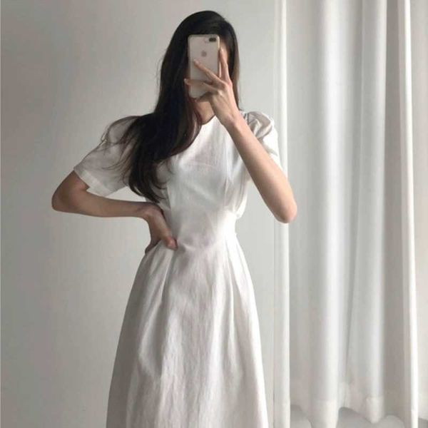 temperament all-match minimalism o neck puff short sleeve white dress women mid calf korean chic summer solid slim waist a line 210610, Black;gray
temperament all-match minimalism o neck puff short sleeve white dress women mid calf korean chic summer solid slim waist a line 210610, Black;gray