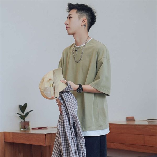 men's t-shirts fake two short summer solid color loose half sleeve round neck korean fashion student t-shirt fs1j, White;black
men's t-shirts fake two short summer solid color loose half sleeve round neck korean fashion student t-shirt fs1j, White;black