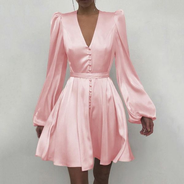 casual dresses 2021 fashion a-line mini dress loose v-neck party elegant lady satin solid color long-sleeved button, Black;gray
casual dresses 2021 fashion a-line mini dress loose v-neck party elegant lady satin solid color long-sleeved button, Black;gray