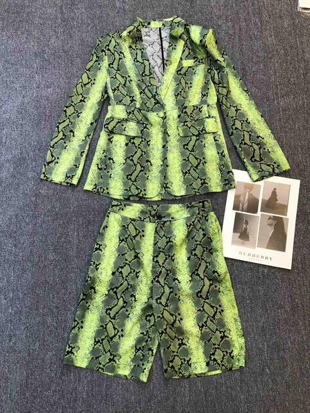 women's tracksuits 100% real silk green snakeskin suit knee length shorts women coat chic single button female set haute coutur, Gray
women's tracksuits 100% real silk green snakeskin suit knee length shorts women coat chic single button female set haute coutur, Gray