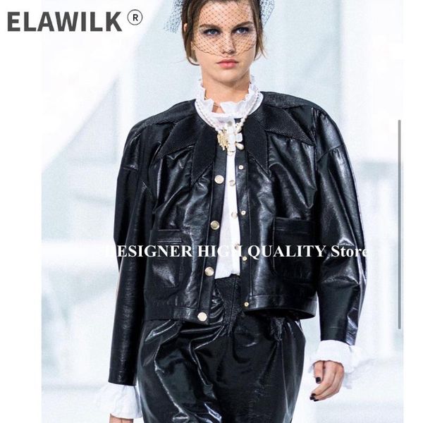 women's leather & faux runway design luxury 100% sheepskin jacket women 2021 fashion o-neck single breasted loose coat streetwear outwe, Black
women's leather & faux runway design luxury 100% sheepskin jacket women 2021 fashion o-neck single breasted loose coat streetwear outwe, Black