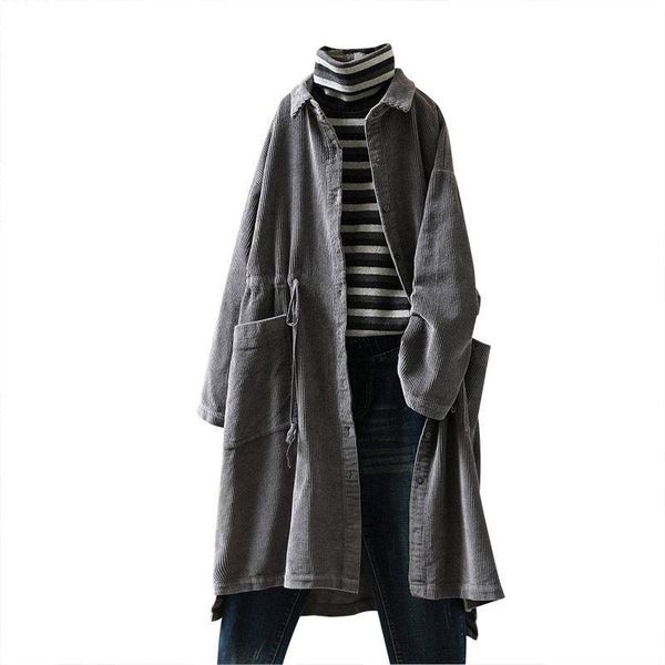 women's trench coats spring autumn retro corduroy long coat with pocket doll collar shirt casual loose windbreaker female blusa f1161, Tan;black
women's trench coats spring autumn retro corduroy long coat with pocket doll collar shirt casual loose windbreaker female blusa f1161, Tan;black