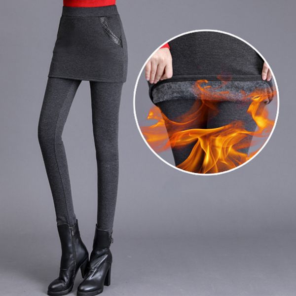 svokor winter women velvet leggings keep warm pants fake two-piece pants high stretch leggings, Black
svokor winter women velvet leggings keep warm pants fake two-piece pants high stretch leggings, Black