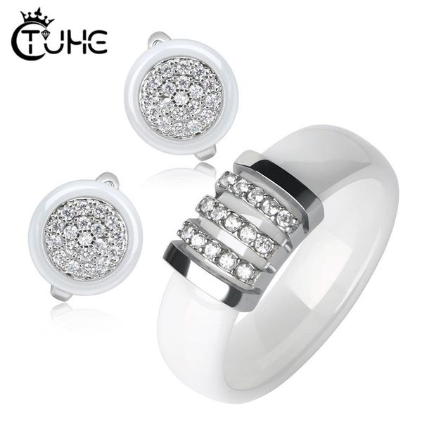 earrings & necklace fashion jewelry sets for female never fade healthy ceramic material with cz rhinestone wedding rings gift, Silver
earrings & necklace fashion jewelry sets for female never fade healthy ceramic material with cz rhinestone wedding rings gift, Silver