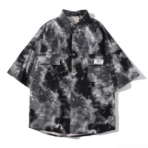 men's casual shirts 2021 summer japanese retro street fashion brand tie-dye short-sleeved shirt male loose hip-hop harajuku student, White;black
men's casual shirts 2021 summer japanese retro street fashion brand tie-dye short-sleeved shirt male loose hip-hop harajuku student, White;black