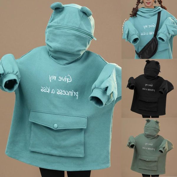 women's hoodies & sweatshirts mid-length green big size fleece women stitching cute frog pullover pocket coat hsj88, Black
women's hoodies & sweatshirts mid-length green big size fleece women stitching cute frog pullover pocket coat hsj88, Black