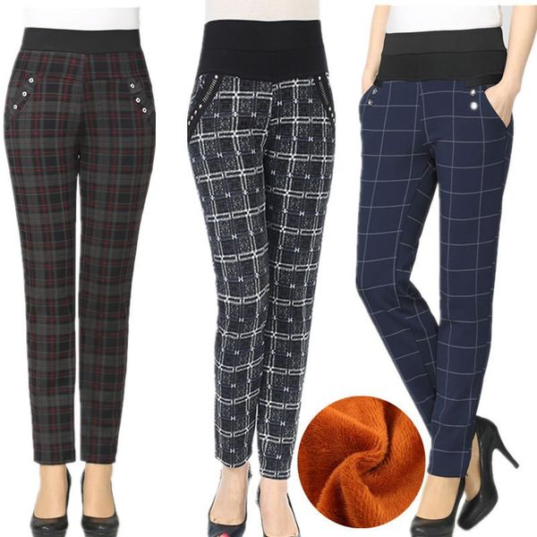 women's pants & capris middle-aged women trousers autumn winter stretch high waist plaid warm feet casual large size pencil y283, Black;white
women's pants & capris middle-aged women trousers autumn winter stretch high waist plaid warm feet casual large size pencil y283, Black;white