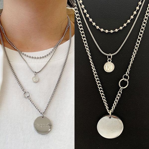 stainless steel necklace ladies multi-layer pendant men's fashion letter snake bone chain jewelry necklaces, Silver
stainless steel necklace ladies multi-layer pendant men's fashion letter snake bone chain jewelry necklaces, Silver