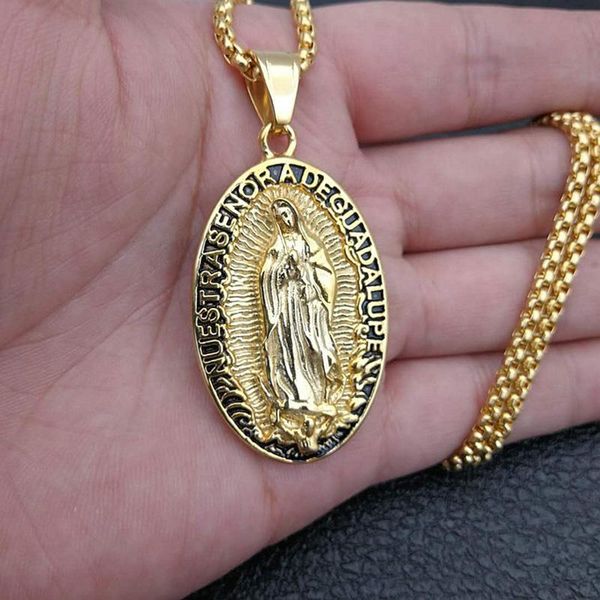 pendant necklaces religious christian gold color stainless steel virgin mary round pendants necklace women men hip hop jewelry, Silver
pendant necklaces religious christian gold color stainless steel virgin mary round pendants necklace women men hip hop jewelry, Silver
