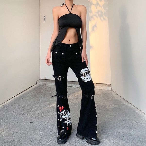 women's pants & capris 2021 street shooting dark wind sun button printed overalls fashion cool black jeans high waist, Black;white
women's pants & capris 2021 street shooting dark wind sun button printed overalls fashion cool black jeans high waist, Black;white