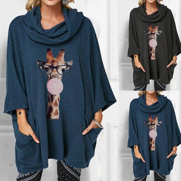 cartoon giraffe printed hooded pullover three-quarter sleeve pocket loose casual plus size t-shirts hoodie women's blouses & shirts, White
cartoon giraffe printed hooded pullover three-quarter sleeve pocket loose casual plus size t-shirts hoodie women's blouses & shirts, White
