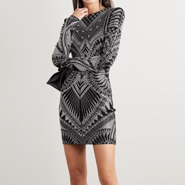 casual dresses est fashion 2021 runway dress women's long sleeve glitter luxurious strass beading knitting, Black;gray
casual dresses est fashion 2021 runway dress women's long sleeve glitter luxurious strass beading knitting, Black;gray