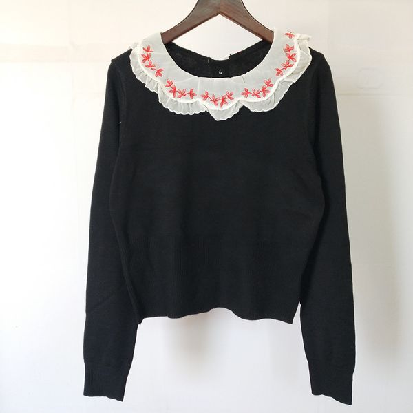 59% off factory outlet store early spring lace embroidered baby collar short back button knitted sleeve, White;black
59% off factory outlet store early spring lace embroidered baby collar short back button knitted sleeve, White;black