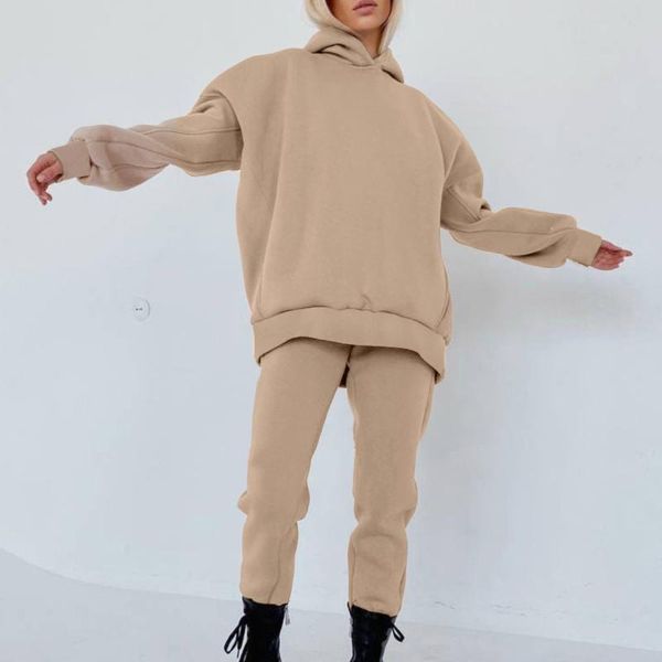 women's two piece pants set casual fleece tracksuit women winter 2021 sets oversized hooded long sleeve hoodie sport lady suit, White
women's two piece pants set casual fleece tracksuit women winter 2021 sets oversized hooded long sleeve hoodie sport lady suit, White
