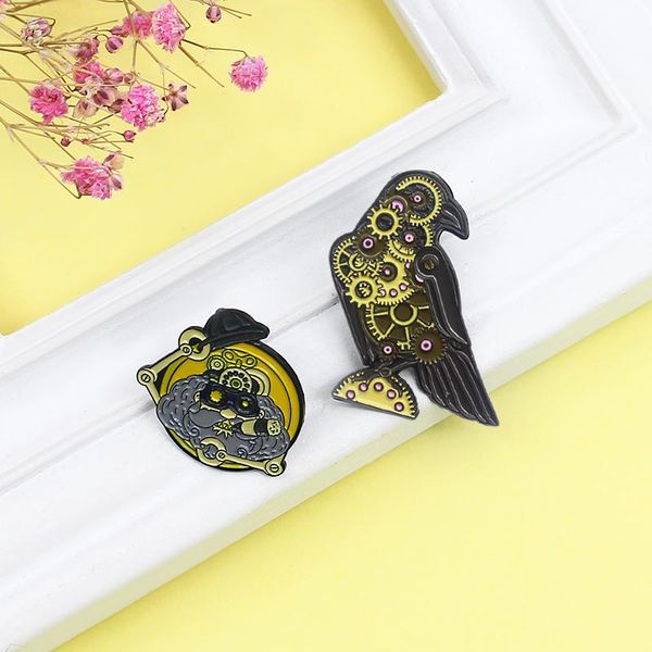 pins, brooches gear mechanical bird old man enamel brooch wind up machine drive lapel pin yellow creative badge custom jewelry, Gray
pins, brooches gear mechanical bird old man enamel brooch wind up machine drive lapel pin yellow creative badge custom jewelry, Gray