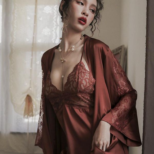women's sleepwear bridal robe set women satin kimono bathrobe gown lace perspective bridesmaid wedding summer dressing intimate lingeri, Black;red
women's sleepwear bridal robe set women satin kimono bathrobe gown lace perspective bridesmaid wedding summer dressing intimate lingeri, Black;red