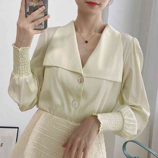 spring and summer korean fashion casual loose blouse retro elegant gentle temperament ol wind solid color 210615, White
spring and summer korean fashion casual loose blouse retro elegant gentle temperament ol wind solid color 210615, White