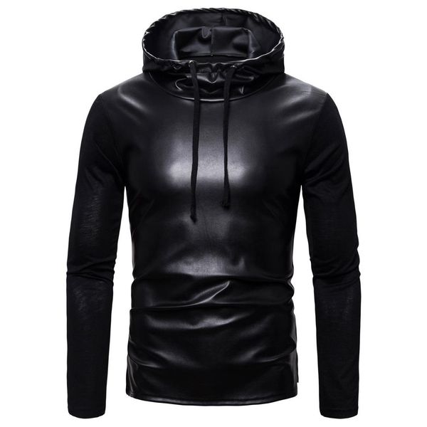 2019 new autumn trade men's long sleeve patchwork leather t-shirt hooded boy fashionable t shirt black color, White;black
2019 new autumn trade men's long sleeve patchwork leather t-shirt hooded boy fashionable t shirt black color, White;black