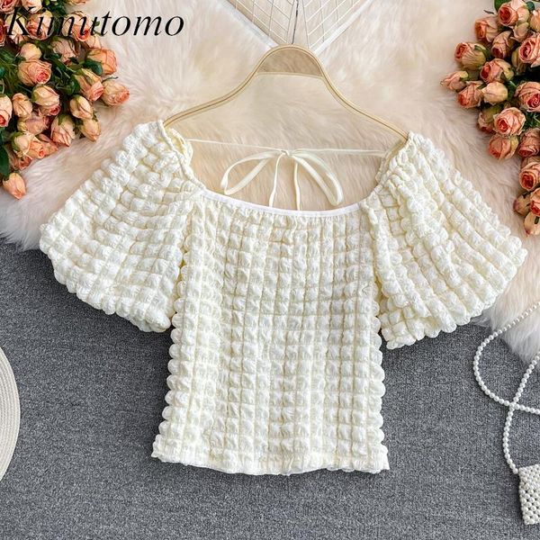 women's blouses & shirts kimutomo square collar plaid shirt 2021 summer bubble sleeve bow lace up loose high waist short solid casual, White
women's blouses & shirts kimutomo square collar plaid shirt 2021 summer bubble sleeve bow lace up loose high waist short solid casual, White