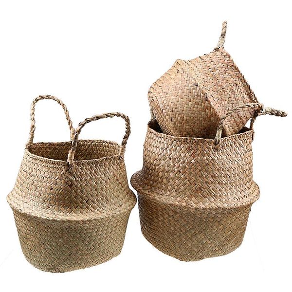 storage baskets natural rattan basket seagrass wicker laundry hanging flower pot toys organizer home garden decoration