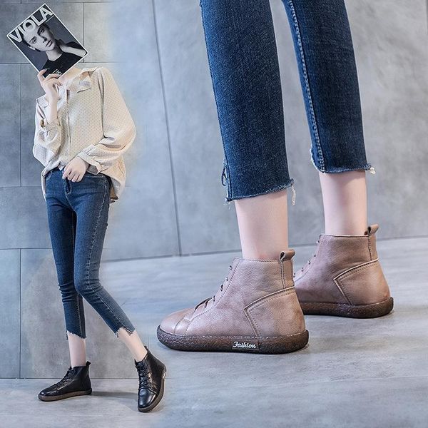 boots spring retro high leather for women soft soles comfortable non-slip short large shoes, Black
boots spring retro high leather for women soft soles comfortable non-slip short large shoes, Black