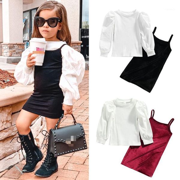 clothing sets focusnorm 1-6y autumn fashion kids girls 2pcs clothes solid long puff sleeve knit t shirts+velvet straight suspender dress, White
clothing sets focusnorm 1-6y autumn fashion kids girls 2pcs clothes solid long puff sleeve knit t shirts+velvet straight suspender dress, White