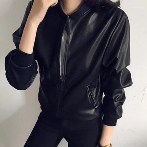 women's jackets korean retro black women pu jacket fashion long sleeve solid zipper stand collar patchwork loose autumn winter for, Black;brown
women's jackets korean retro black women pu jacket fashion long sleeve solid zipper stand collar patchwork loose autumn winter for, Black;brown