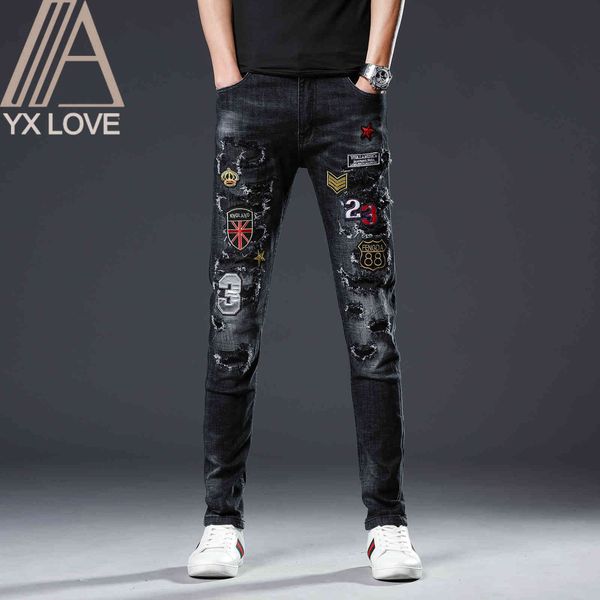 embroidery black men jeans fantastic patterns quality brand slim elastic comfortable hiphop pants multiple styles trousers 210330, Blue
embroidery black men jeans fantastic patterns quality brand slim elastic comfortable hiphop pants multiple styles trousers 210330, Blue