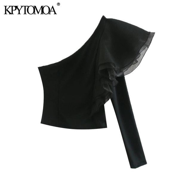 women fashion with ruffled cropped blouses vintage asymmetric neck long sleeve female shirts blusas chic 210416, White
women fashion with ruffled cropped blouses vintage asymmetric neck long sleeve female shirts blusas chic 210416, White