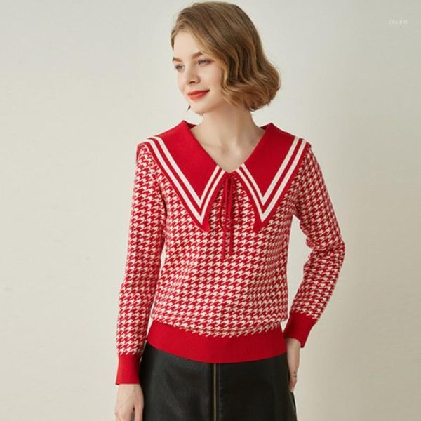 2021spring autumn vintage plaid sweater women sweet bow navy collar casual long sleeve pullovers girls knitwear women's sweaters, White;black
2021spring autumn vintage plaid sweater women sweet bow navy collar casual long sleeve pullovers girls knitwear women's sweaters, White;black