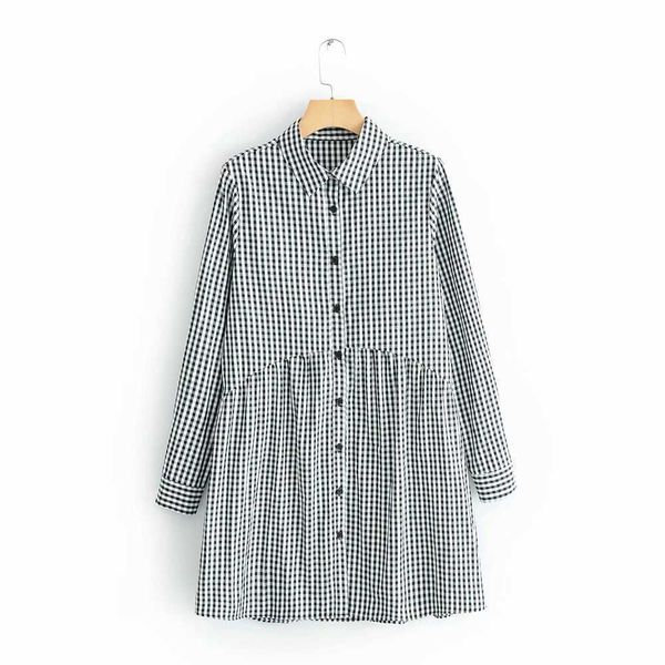 women vintage plaid printing shirtdress casual slim dress female pleats patchwork vestidos chic business dresses ds1962 210603, Black;gray
women vintage plaid printing shirtdress casual slim dress female pleats patchwork vestidos chic business dresses ds1962 210603, Black;gray