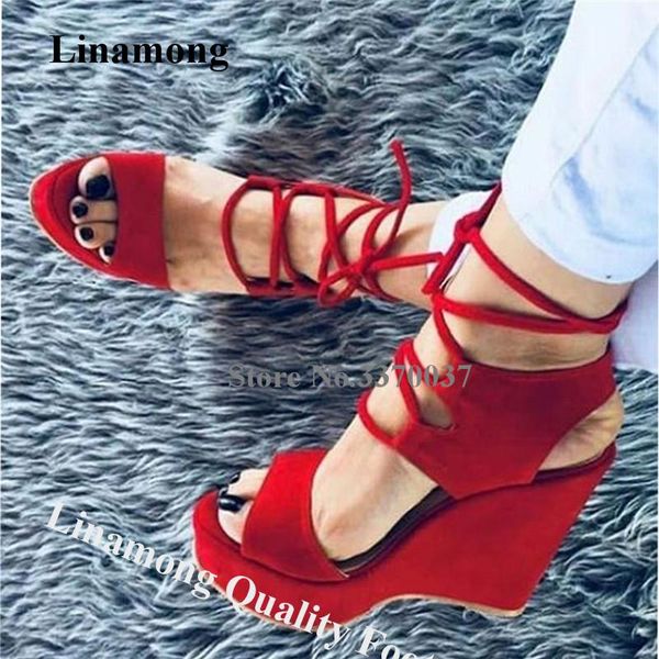 dress shoes linamong summer fashion women open toe suede leather high platform wedge sandals red black strap cross lace-up wedges heel
dress shoes linamong summer fashion women open toe suede leather high platform wedge sandals red black strap cross lace-up wedges heel