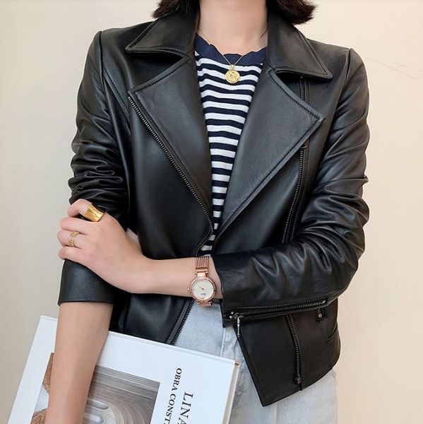 women's leather & faux genuine jackets for women luxury real sheepskin coat casual fashion ladies sheep skin short basic outwea, Black
women's leather & faux genuine jackets for women luxury real sheepskin coat casual fashion ladies sheep skin short basic outwea, Black