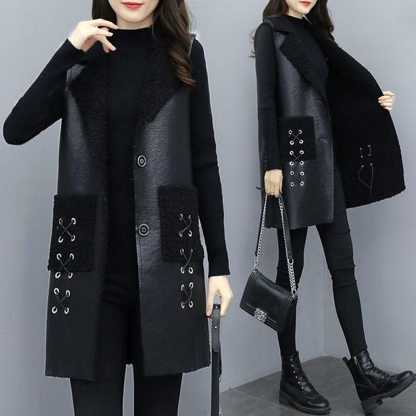 women's vests 2021 wool autumn fashion vest leather casual jacket mid-length black korean sleeveless keep warm thin loose, Black;white
women's vests 2021 wool autumn fashion vest leather casual jacket mid-length black korean sleeveless keep warm thin loose, Black;white