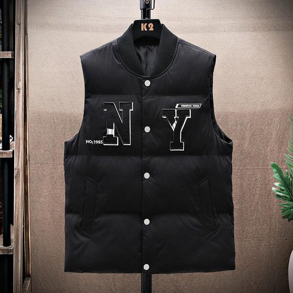 men's vests 2021 autumn and winter down cotton vest stand-up collar thickened warm baseball tide, Black;white
men's vests 2021 autumn and winter down cotton vest stand-up collar thickened warm baseball tide, Black;white