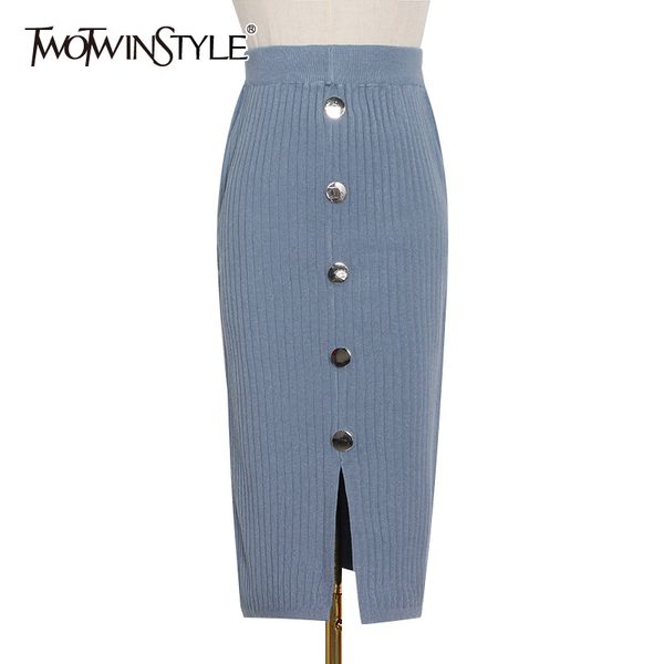 twotwinstyle button solid elegant skrit for female high waist a line split elegant skits women autumn fashion clothinf 210517, Black
twotwinstyle button solid elegant skrit for female high waist a line split elegant skits women autumn fashion clothinf 210517, Black