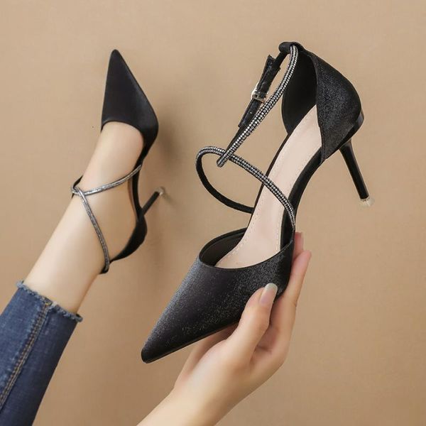 dress shoes high heels women silk pump buckle corss strap sandal pointed toe stilettos fashion crystal heel slides zapatos de mujer ig2r, Black
dress shoes high heels women silk pump buckle corss strap sandal pointed toe stilettos fashion crystal heel slides zapatos de mujer ig2r, Black