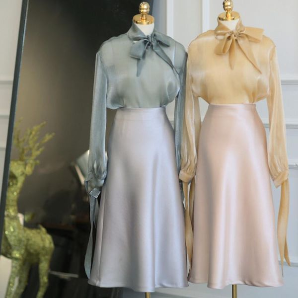 women's tracksuits elegant skirt suits office ladies transparent see through organza blouse and long women set 2 piece clothing female, Gray
women's tracksuits elegant skirt suits office ladies transparent see through organza blouse and long women set 2 piece clothing female, Gray