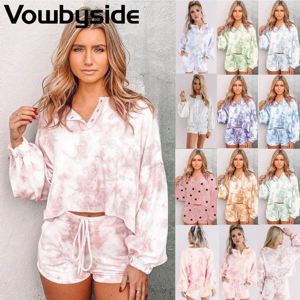 women's tracksuits suit loose tie dye round v-neck long sleeved t-shirt casual short sets, Gray
women's tracksuits suit loose tie dye round v-neck long sleeved t-shirt casual short sets, Gray