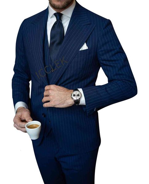 men's suits & blazers listra azul escuro casamento smoking feito sob medida ternos dos homens ajuste fino lapela peaked melhor homem pa, White;black
men's suits & blazers listra azul escuro casamento smoking feito sob medida ternos dos homens ajuste fino lapela peaked melhor homem pa, White;black