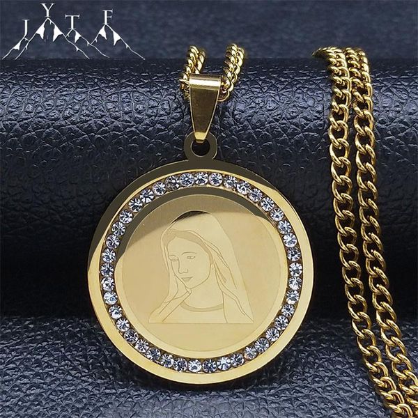 pendant necklaces the virgin mary crystal stainless steel necklace charms women gold color round long religion jewelry bijoux n4915s05, Silver
pendant necklaces the virgin mary crystal stainless steel necklace charms women gold color round long religion jewelry bijoux n4915s05, Silver