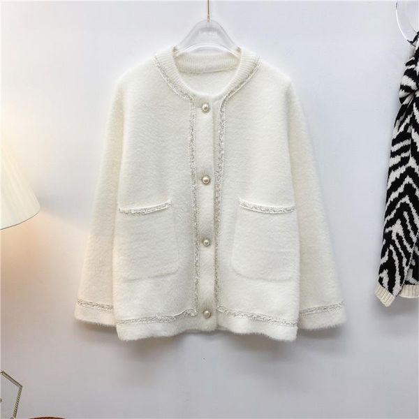 women's knits & tees imitation mink velvet jacket women 2021 spring and autumn fashion wild loose korean sweater knitted cardigan casua, White
women's knits & tees imitation mink velvet jacket women 2021 spring and autumn fashion wild loose korean sweater knitted cardigan casua, White