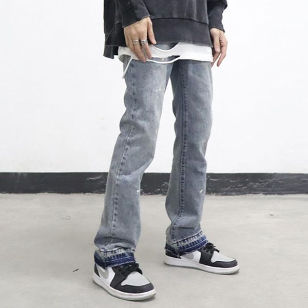 men's jeans high street washed splash ink retro wide-leg flared pants mens straight casual for men harajuku loose denim trousers, Blue
men's jeans high street washed splash ink retro wide-leg flared pants mens straight casual for men harajuku loose denim trousers, Blue