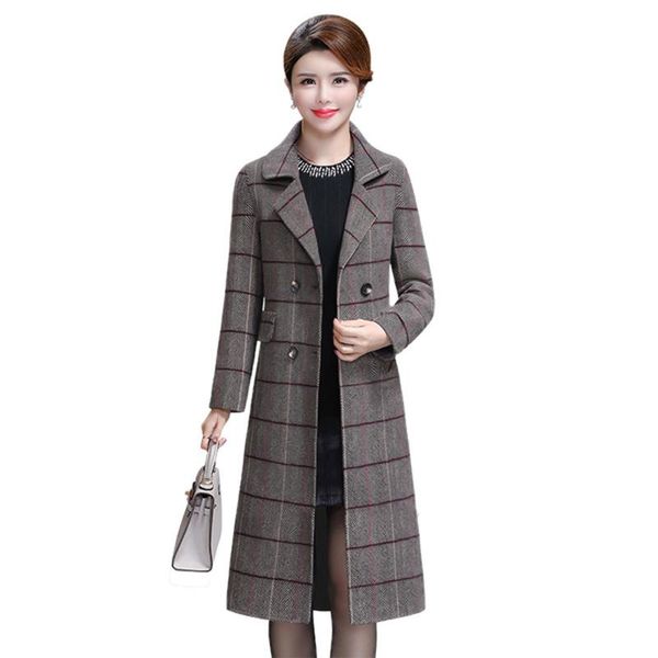 women's wool & blends plaid woolen coat 2021 autumn winter jacket female windbreaker fashion slim length mother casual overcoat, Black
women's wool & blends plaid woolen coat 2021 autumn winter jacket female windbreaker fashion slim length mother casual overcoat, Black