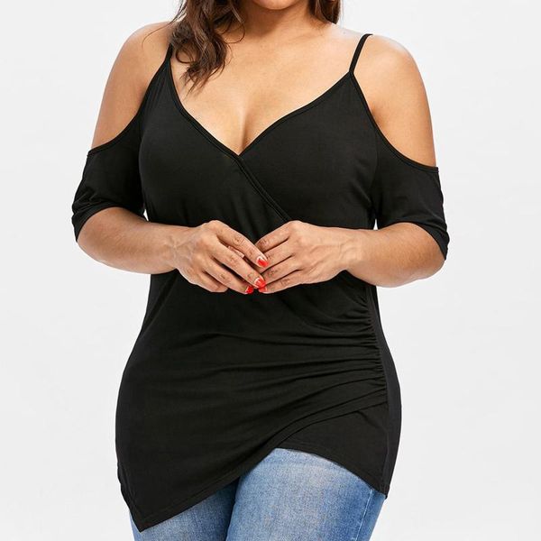 plus size t-shirt fashion women's summer blouses cutout asymmetric cold shoulder v-neck blusas mujer de moda 2021, Black
plus size t-shirt fashion women's summer blouses cutout asymmetric cold shoulder v-neck blusas mujer de moda 2021, Black