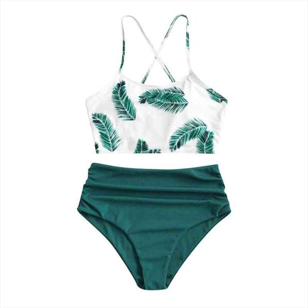 women two piece leaves print split sets plus size beachwear swimsuit ruffle one piece swimwear women trajes de, White;black
women two piece leaves print split sets plus size beachwear swimsuit ruffle one piece swimwear women trajes de, White;black