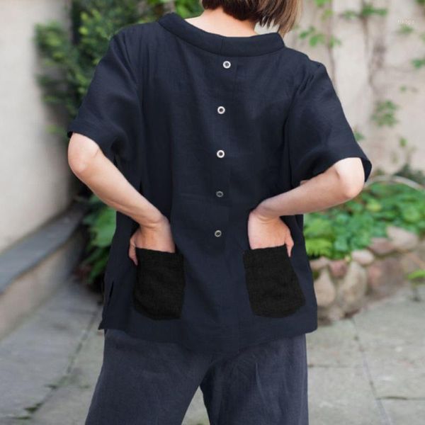 plus size summer women lady blouse o neck short sleeve buttons loose cotton linen tunic back pockets casual beach shirts women's blouse, White
plus size summer women lady blouse o neck short sleeve buttons loose cotton linen tunic back pockets casual beach shirts women's blouse, White