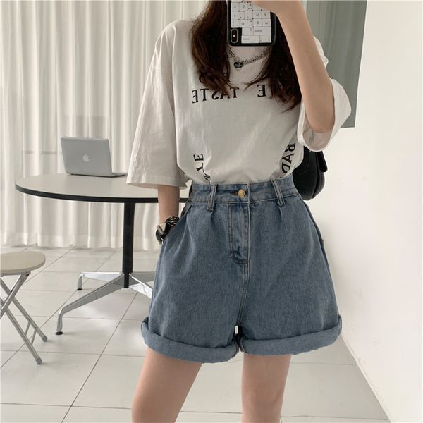 women summer fashion denim shorts vintage high waist harajuku female short jeans mujer 210515, Blue
women summer fashion denim shorts vintage high waist harajuku female short jeans mujer 210515, Blue