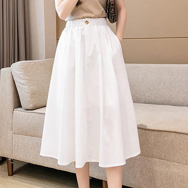 skirts summer white skirt women elastic high waist casual midi female korean fashion all-match safari style clothing, Black
skirts summer white skirt women elastic high waist casual midi female korean fashion all-match safari style clothing, Black